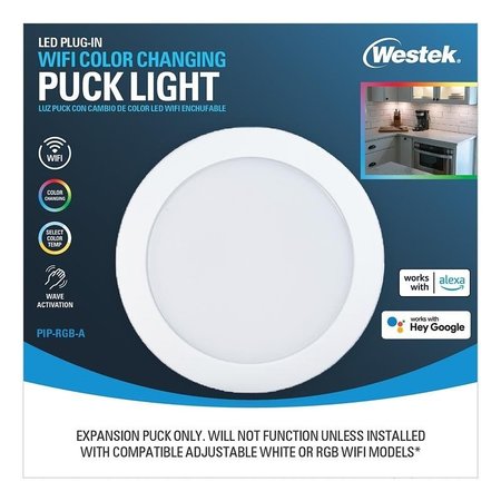 WESTEK WiFi Motion and RF Remote Controlled Puck Light, 120 V, 35 W, 3Lamp, LED Lamp, 300 Lumens PIP-RGB-A